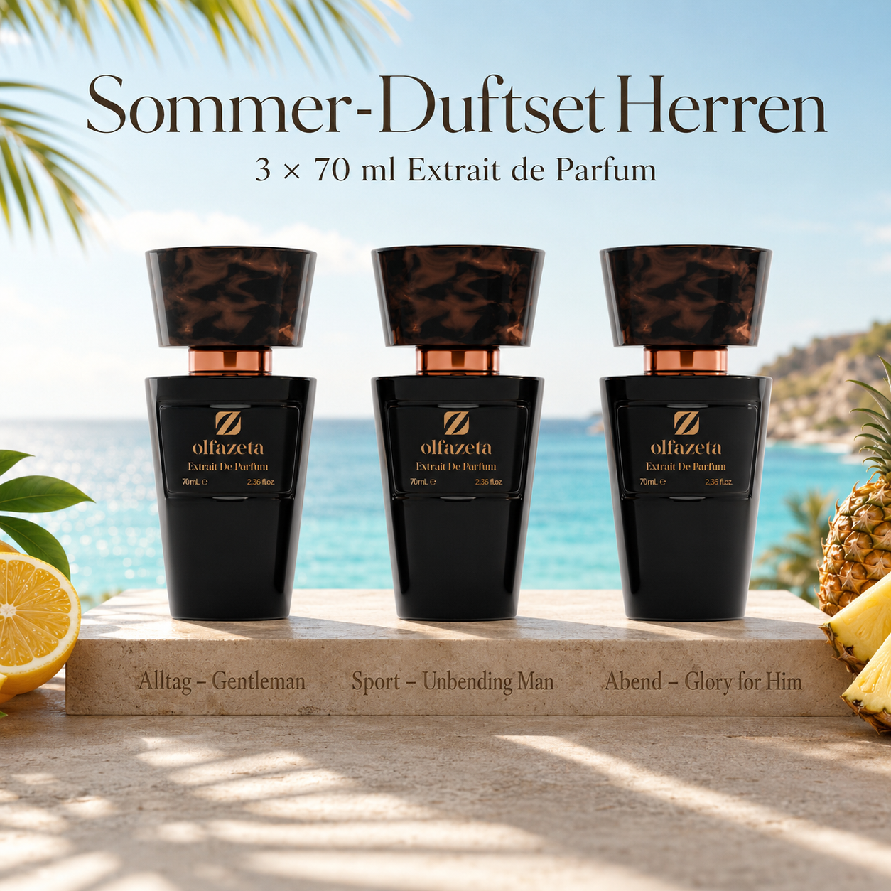 Sommer-Duftset Herren – 3 × 70 ml Extrait de Parfum